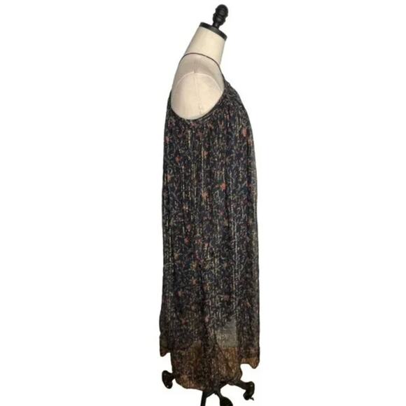 Zimmermann 3 Havoc Suspend SILK Maxi Dress Metallic Threads Off Shoulder Navy L - Picture 8 of 14